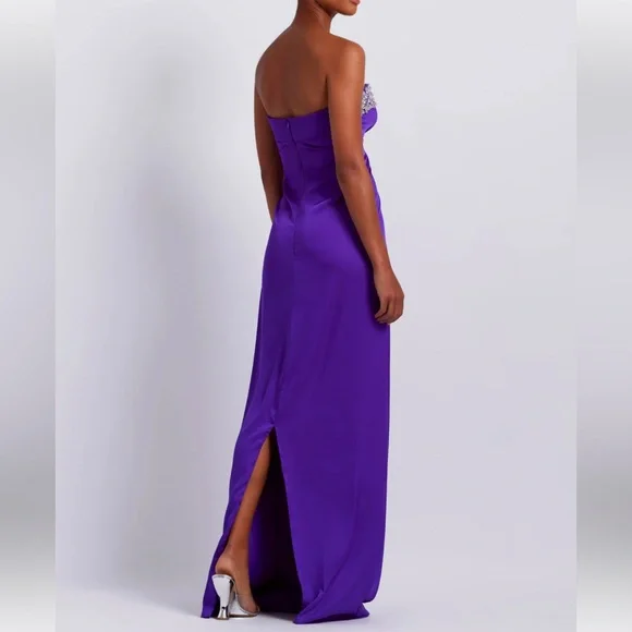 PatBO Strapless Purple Evening Gown with Beaded Sweetheart Neckline - Picture 9 of 13